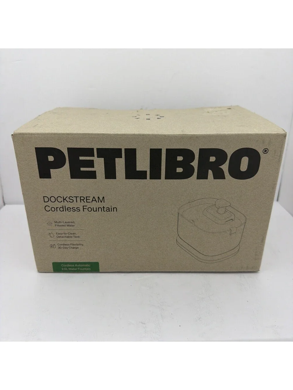 PETLIBRO - Dockstream Stainless Steel 2.5L Cat and Dog Drinking Fountain White